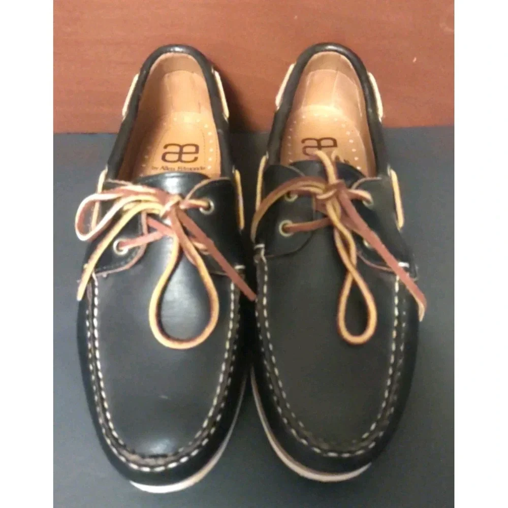 Allen Edmonds Men Blue Westbrook Leather Boat Two Eyelet Casual Shoes Size 8.5